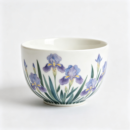 Purple Iris Botanical Ceramic Bowl