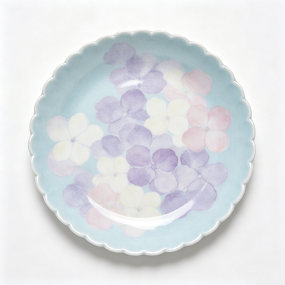 Light Blue Watercolor Hydrangea Ceramic Plate