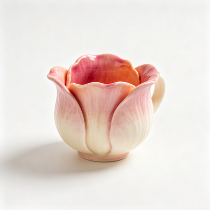 Pink Tulip Sculpted Mug